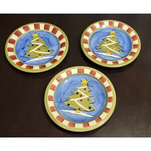 WORLD MARKET 8-1/2" Salad Dessert Holiday Christmas Tree Plate Set of 3 Thailand
